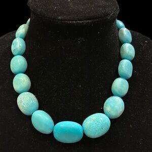 Vintage Turquoise tone dyed halite necklace
